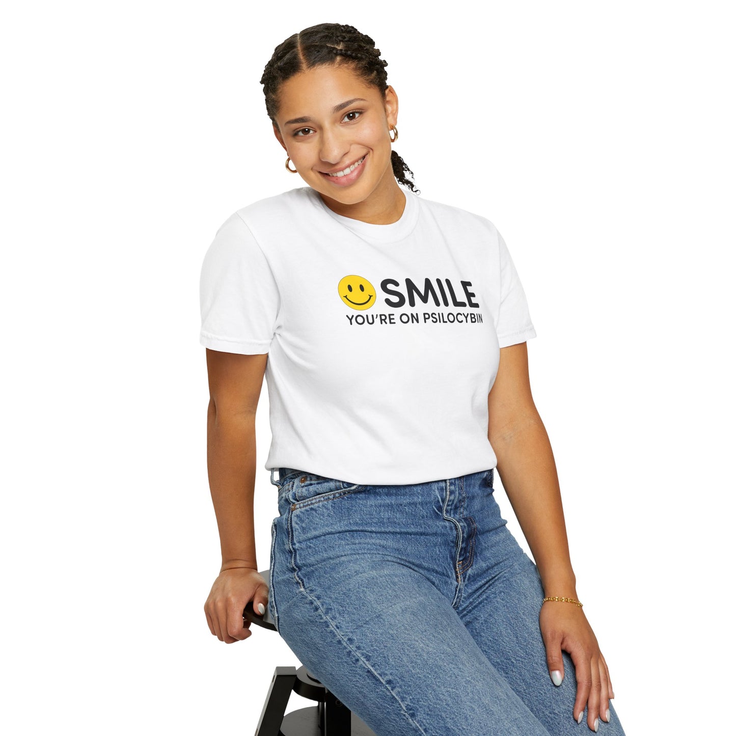 Garment-Dyed Unisex T-Shirt - Smile You're on Psilocybin