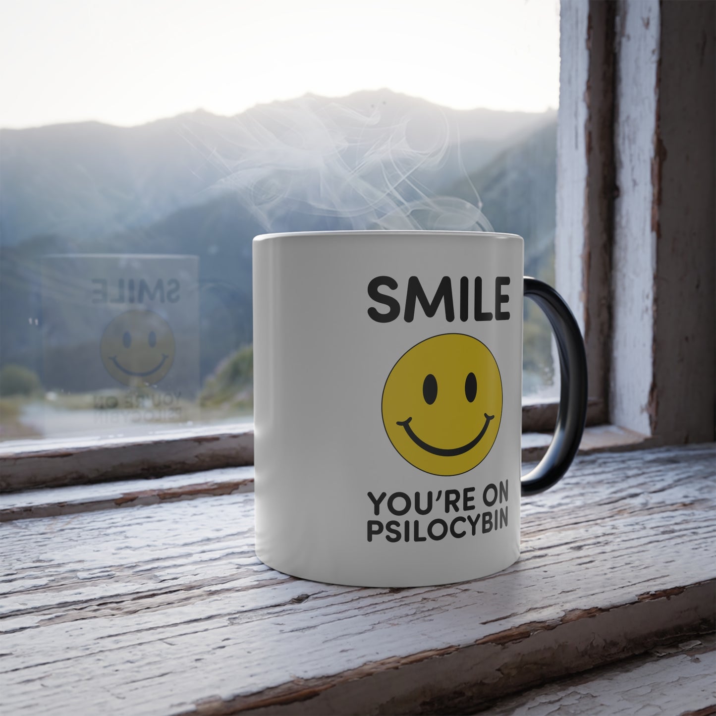 Smile Color Morphing Mug - Smile You're on Psilocybin