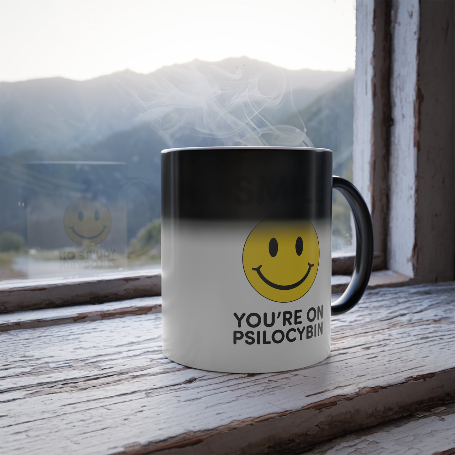 Smile Color Morphing Mug - Smile You're on Psilocybin