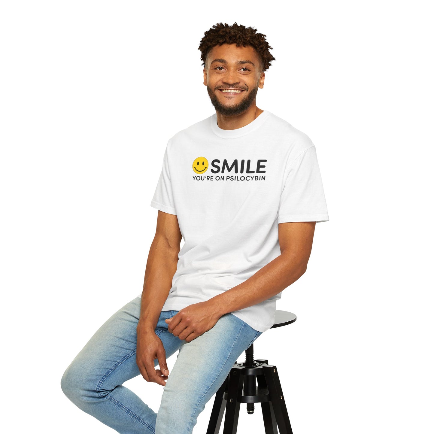 Garment-Dyed Unisex T-Shirt - Smile You're on Psilocybin